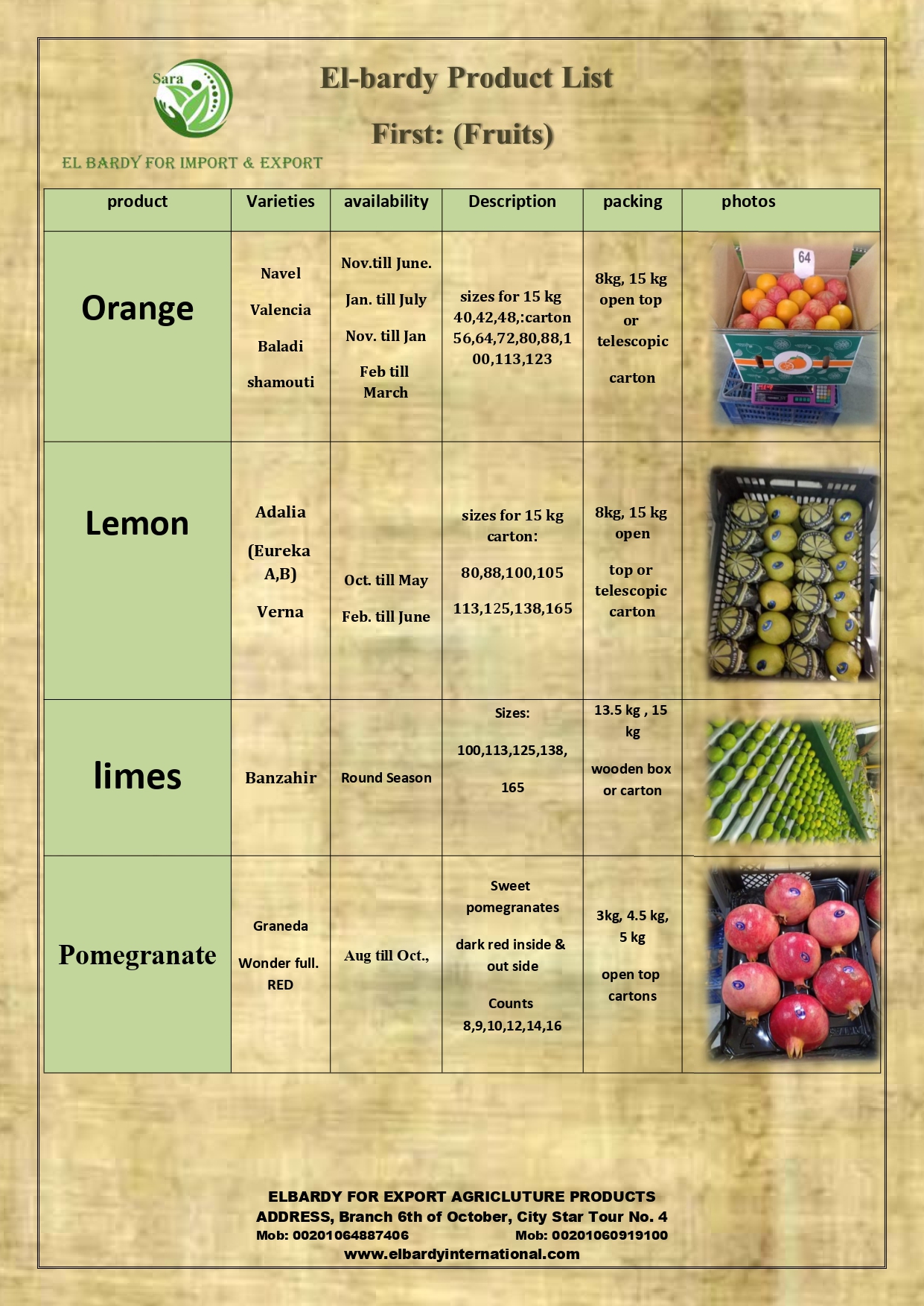  list  elbardy fresh fruits  